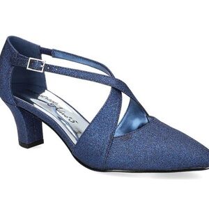 Easy Street elegance women’s sling back pumps navy glitter